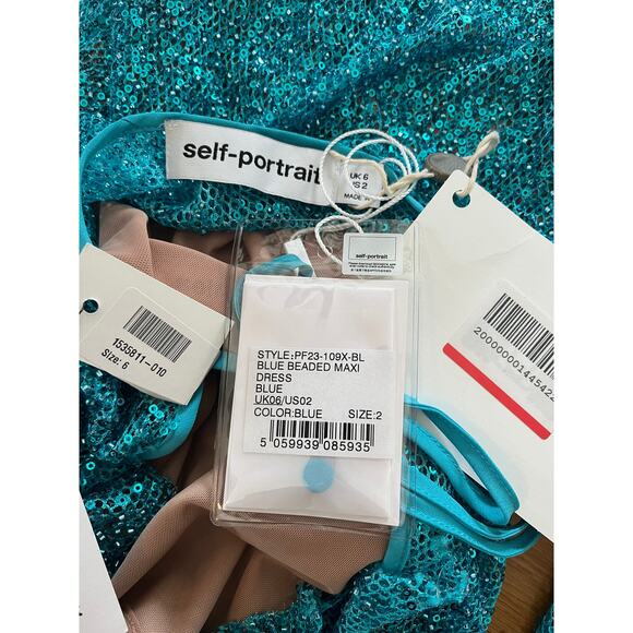 Self-Portrait Beaded Blue Maxi‎ Dress US Size 2 - Picture 4 of 4